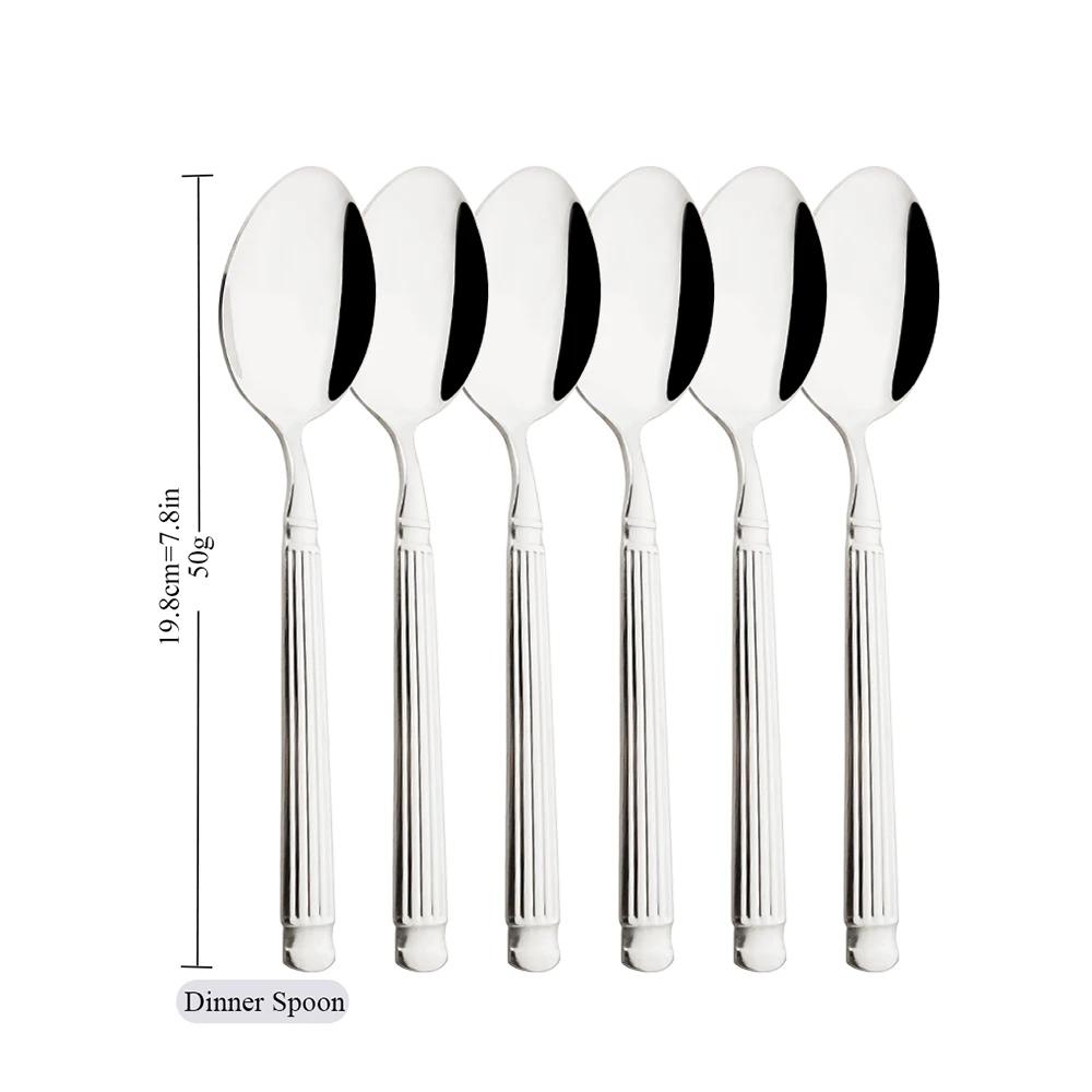 Mirror 6/24Pcs Tableware Set Stainless Steel Cutlery Knife Cake Fork Coffee Spoon Dinnerware Vintage Home Kitchen Flatware Set