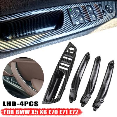 LHD RHD Carbon 4-teiliges Innen Türgriff-Panel-Kit Ersatzteile Dekoration für BMW X5 X6 E70 E71 2007-2013