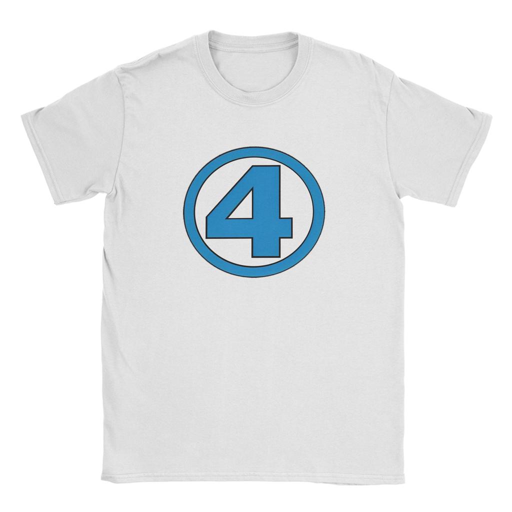 The Fantastic 4 T-Shirts Men  Vintage Cotton Tees Crewneck Short Sleeve T Shirts Birthday Gift Clothes