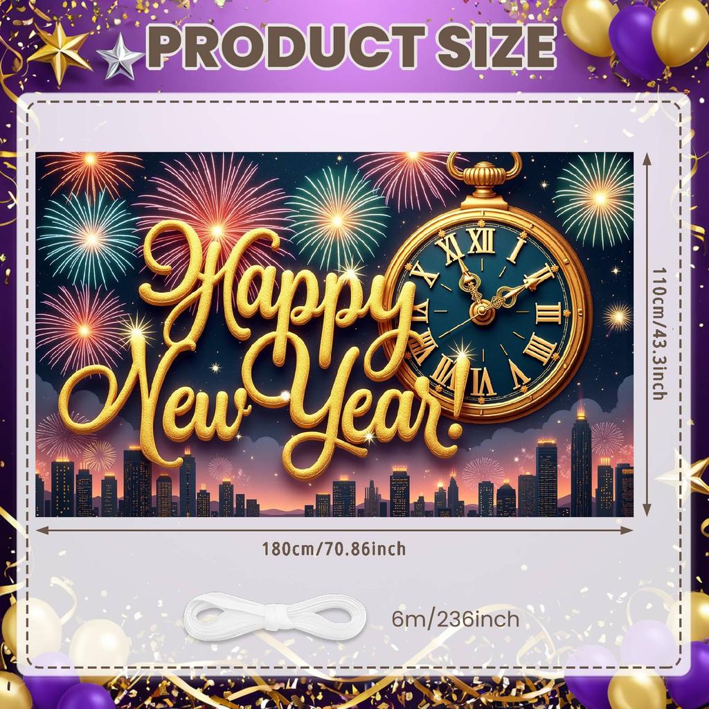 Clock Theme Banner Night Sky Background Night Sky Banner New Year Celebration Banner Sparkling Effect Happy New Year Decor