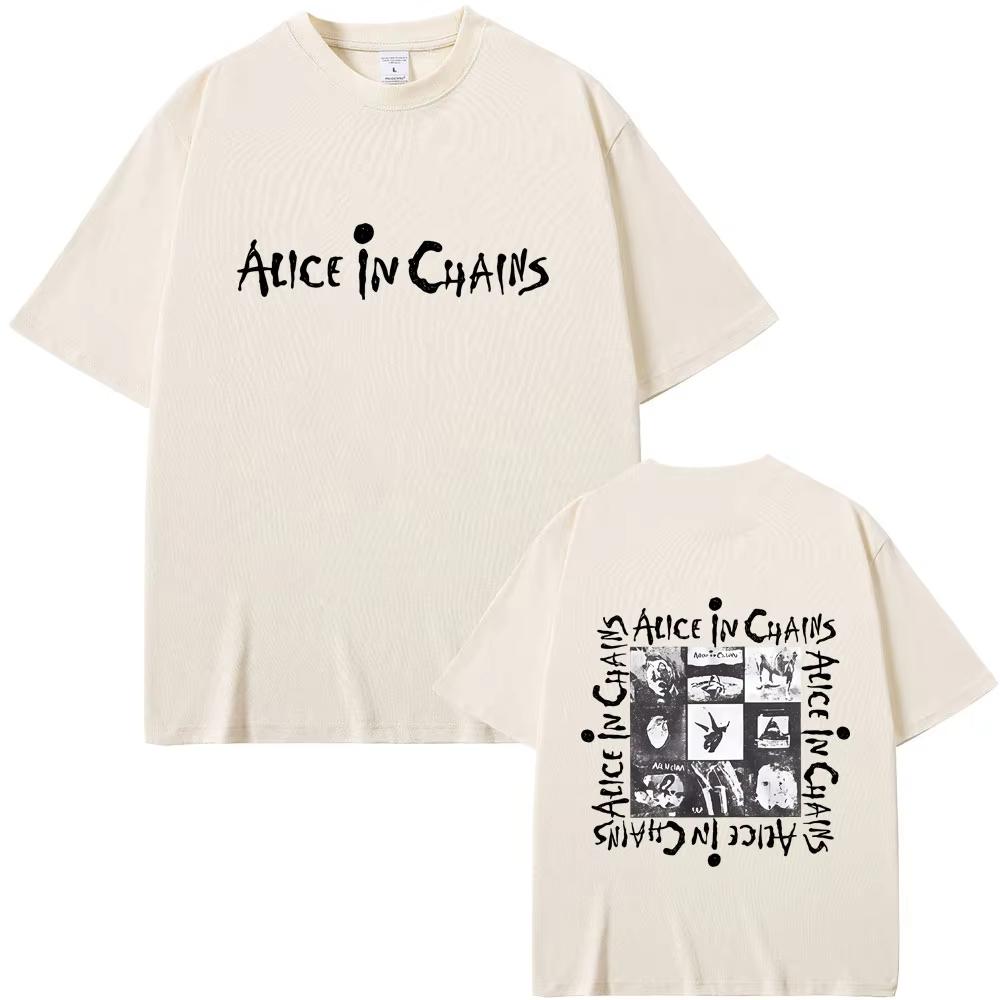 Rock Band Alice In Chains Album Graphic T Shirt Men Women Casual Oversized Crewneck T-shirt Male Fashion Hip Hop Punk Streetwear