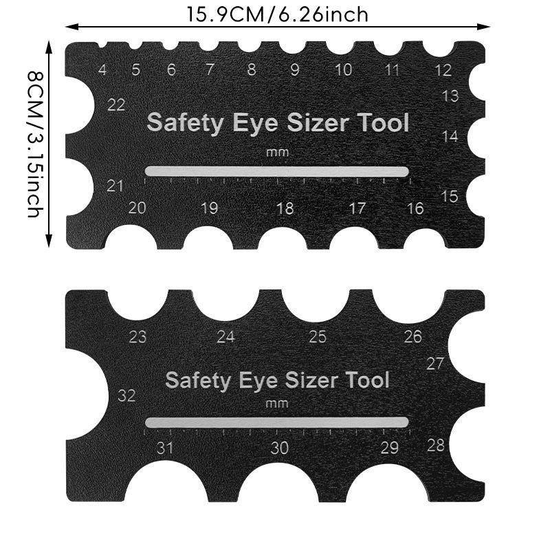 

2Pcs Wood Safety Eyes Sizer Tool, 4~32mm Diameter Measuring Ruler, Crochet Tool For DIY Craft, Plush Bear Eye Installation, Doll