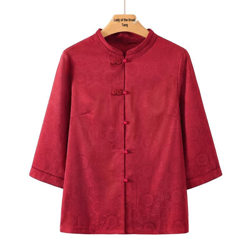 Women s Versatile Loose Fit Five-Point Sleeve Blouse L