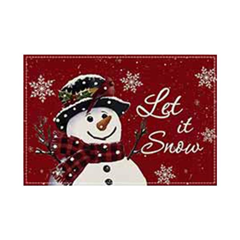 Christmas Snowman Snowflake Plaid Table Mats - Festive Insulated Linen Tablecloth for Party Decoration