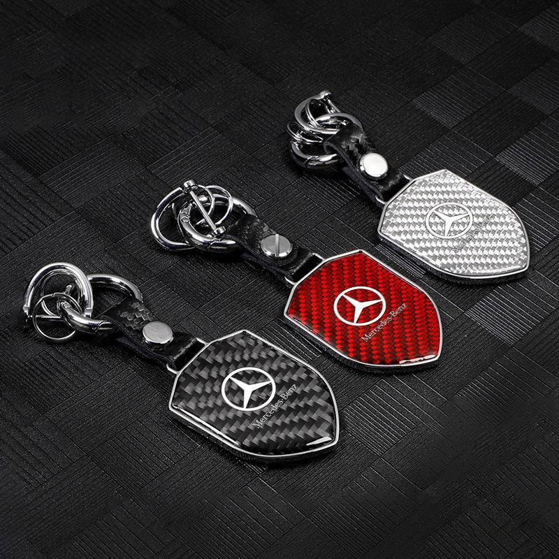 CQW1 High-Quality Carbon Fiber Matel Car Keychain For Mercedes Benz A C E S G Class GLC CLE CLA GLB GLS W177 W205 W213 W222 X167
