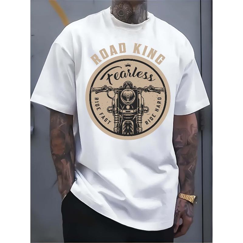 Мужская однотонная белая футболка из 100% полиэстера, европейский размер: Бесстрашная поездка: Мужская винтажная футболка для мотоциклиста S