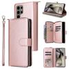 For Samsung Galaxy S25 Ultra Case Zipper Pocket PU Leather Phone Cover with Hand Strap