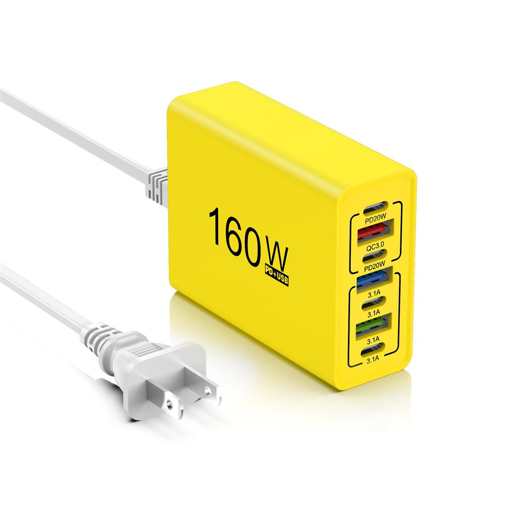 160W Multi Ports USB Charger Power Strip Type C Fast Charging Phone Charger Power Adapter Quick Charge EU/US Plug Travel Charger