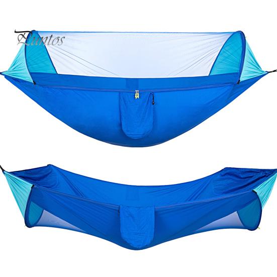 Outdoor Hammock Strong Load-bearing Solid Straps Easy Installation Auto Opening Anti-Mosquito Net Portable Swing with Anti-mosquito Camping Equipment
