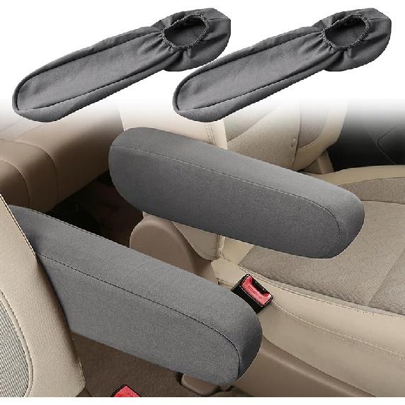 2PC Car Front Seat Armrest Covers,Universal Size Seat Arm Rest Cover,Flat Cloth Fabric Armrest Cover,Car Interior Accessories(Black,1Pair)