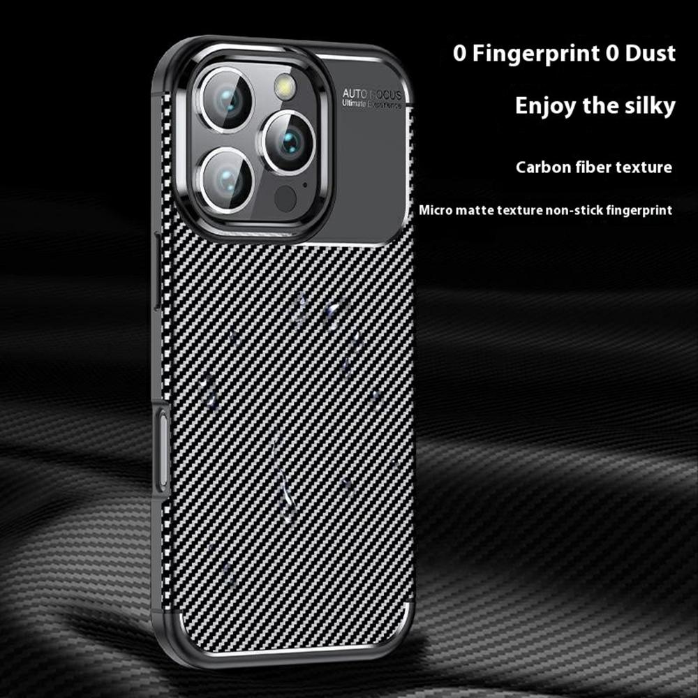 For iPhone 16 Pro Max Case Carbon Fiber Texture TPU Phone Cover Heat Dissipation