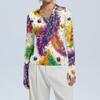 Women's Fashion Casual Print V-Neck Long Sleeve Button-Down Top