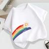 Jungen Mädchen T-Shirt Sommer Baumwolle Kurzarm T-Shirt Trendiges Regenbogen Design Kinder T-Shirt Mode Kinder Kleinkind Oberteile Zurück zur Schule