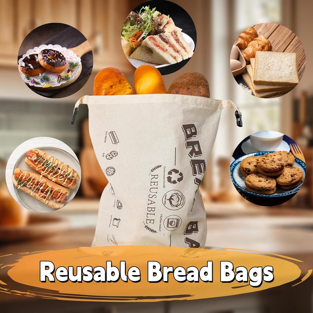 Homemade Sourdough Bread Bags: Reusable, Eco-Friendly Bread Storage Containers for Fresh Loaves 2-Pack