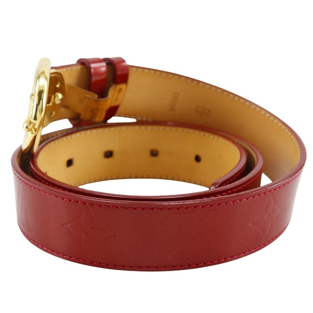 Louis Vuitton Ceinture Belt M6980 Pomdamul Red Monogram Vernis Women Used