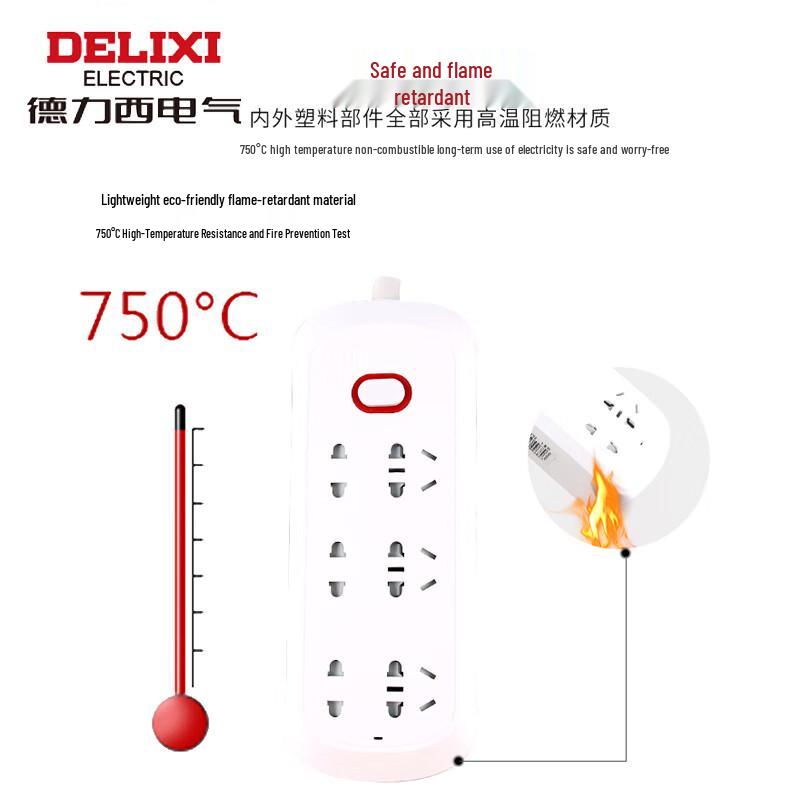 DELIXI CDK-304 4-Outlet Power Strip with Individual Switches