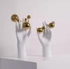 Creative Resin White Hand Palm Stainless Steel Golden Ball Sculpture Decoration Home Livingroom Desk Statue Aesthetics Ornaments