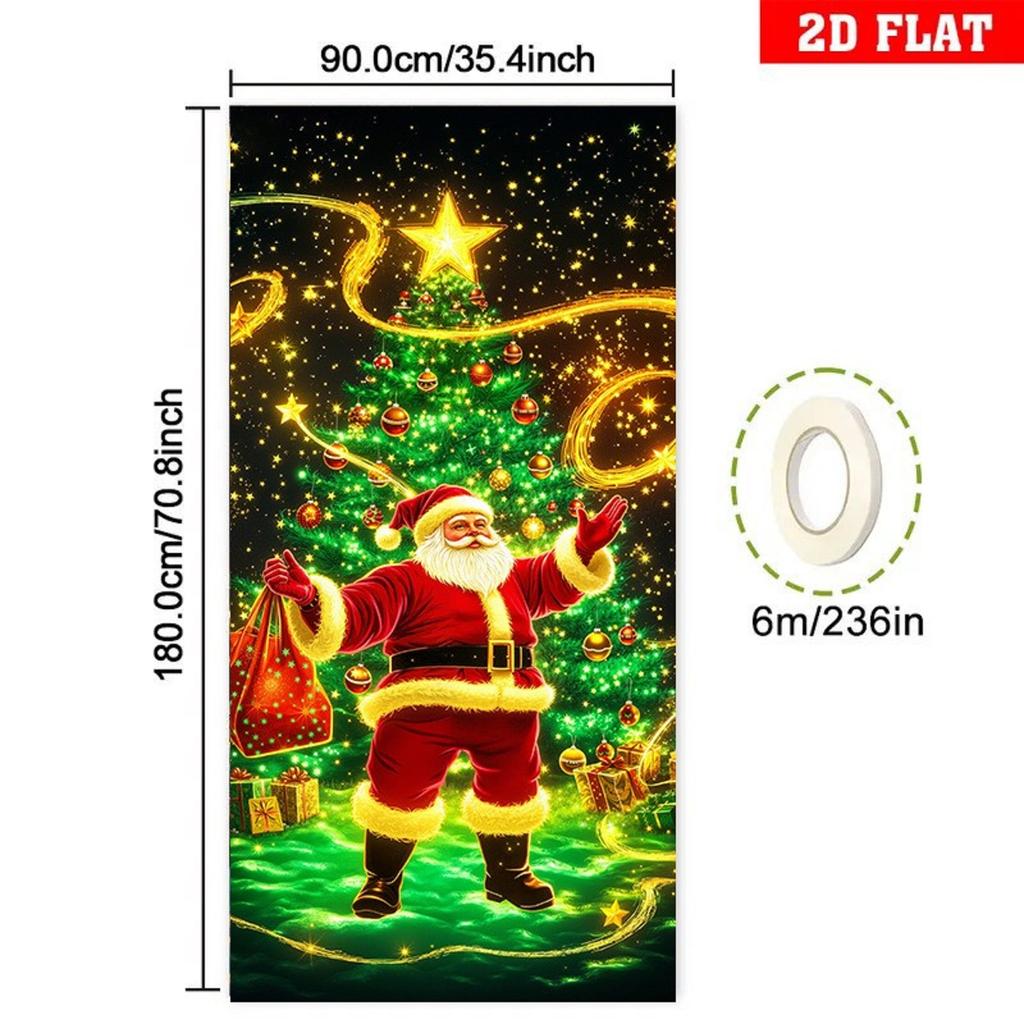 Christmas UV Fluorescent Door Banner/cover Background/holiday Party Decoration/Christmas Decorative Hanging Cloth