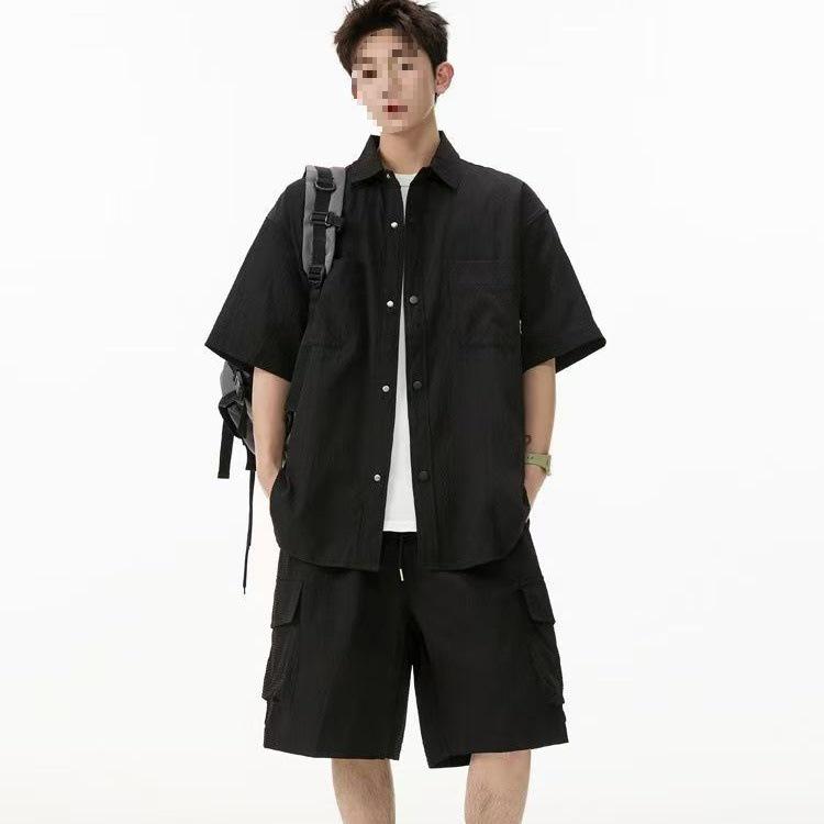 2025 Men's Trendy Summer Set: Cool Short-Sleeve Shirt & Casual Sports Shorts Two-Piece