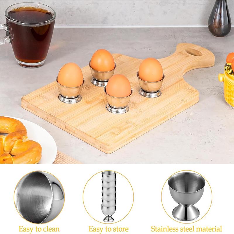 Stainless Steel Egg Cups Soft Boiled Egg Holder Breakfast Tray Egg Cup Holder Cooking Tool Egg Storage Holder Kitchen Gadgets