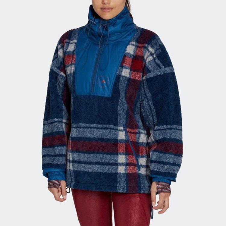 Adidas Color Block Half Zip Stand Collar Vintage Sports Jacket Women Jacket Blue HI6076