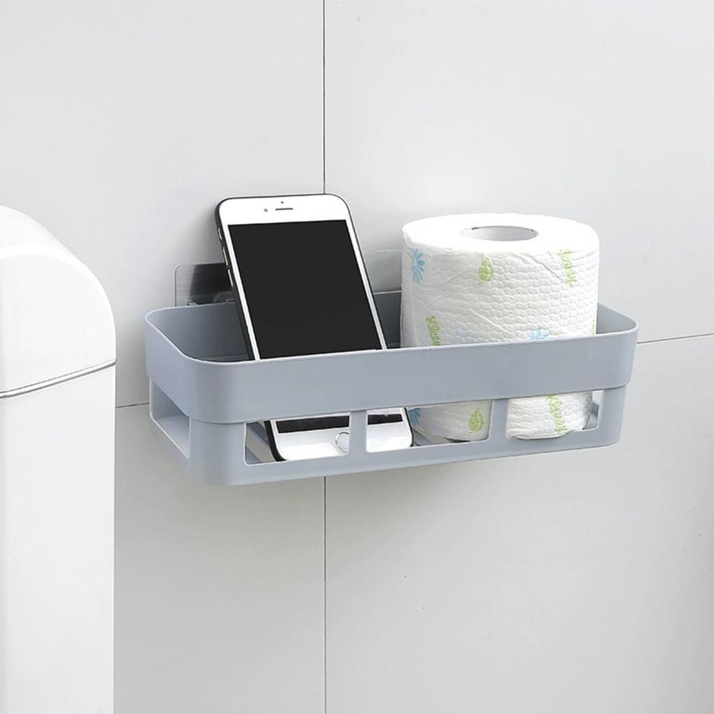 Bathroom Kitchen Shelf, Plastic Suction Shelf, Non Perforated Adhesive Bathroom Storage Shelf