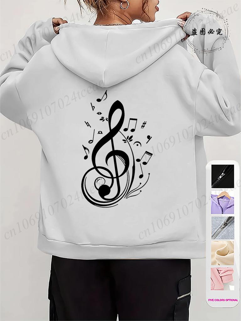 Men Women Fleece Hoodies Jackes Music Note Heartbeat Print Hoodie Zipper Jacket Male Hoodies Sweatshirt Music Zip Coats Clothes
