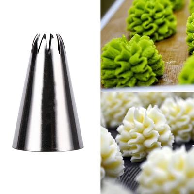 Stainless Steel 2C Piping Tip, Medium 10-Petal Chrysanthemum Design Nozzle - Seamless Icing Tip for Cake Decoration, Cookie Cream Piping,