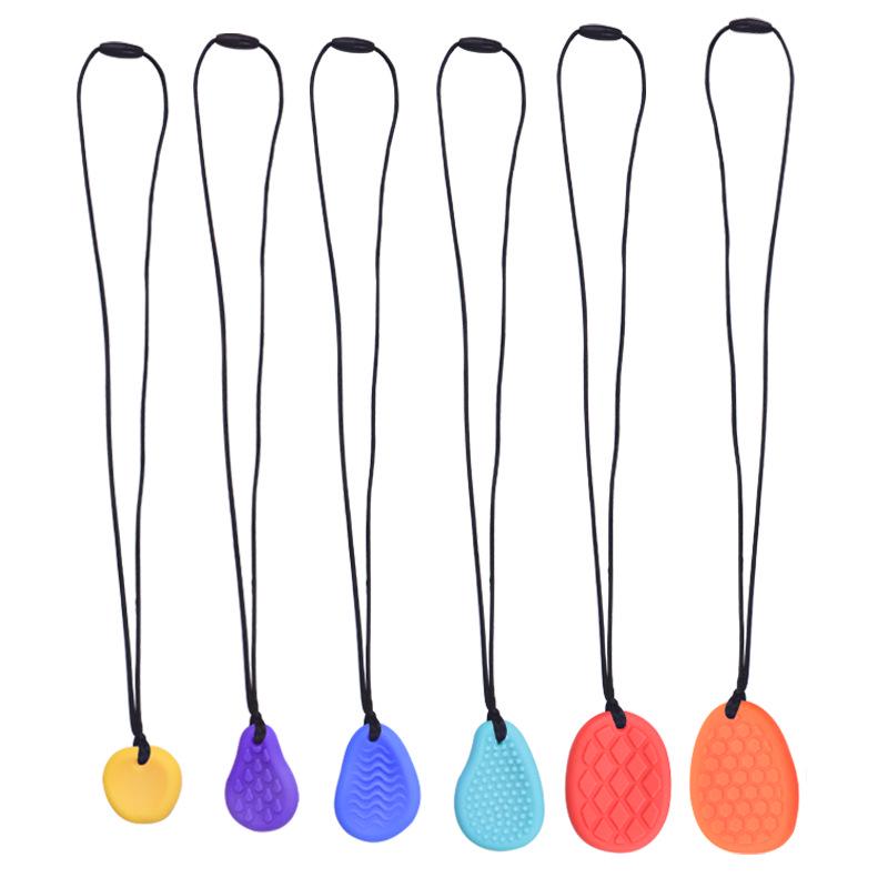 Children's Sensory Stone Set: 6 Soft Silicone Worry Stones with Wearable Lanyards for Stress Relief