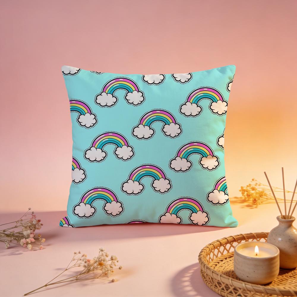 Bright Rainbow YK Pattern Cushion Cover Comfortable Durable Pillow Cover MultiScene for Home Office Car Sofa