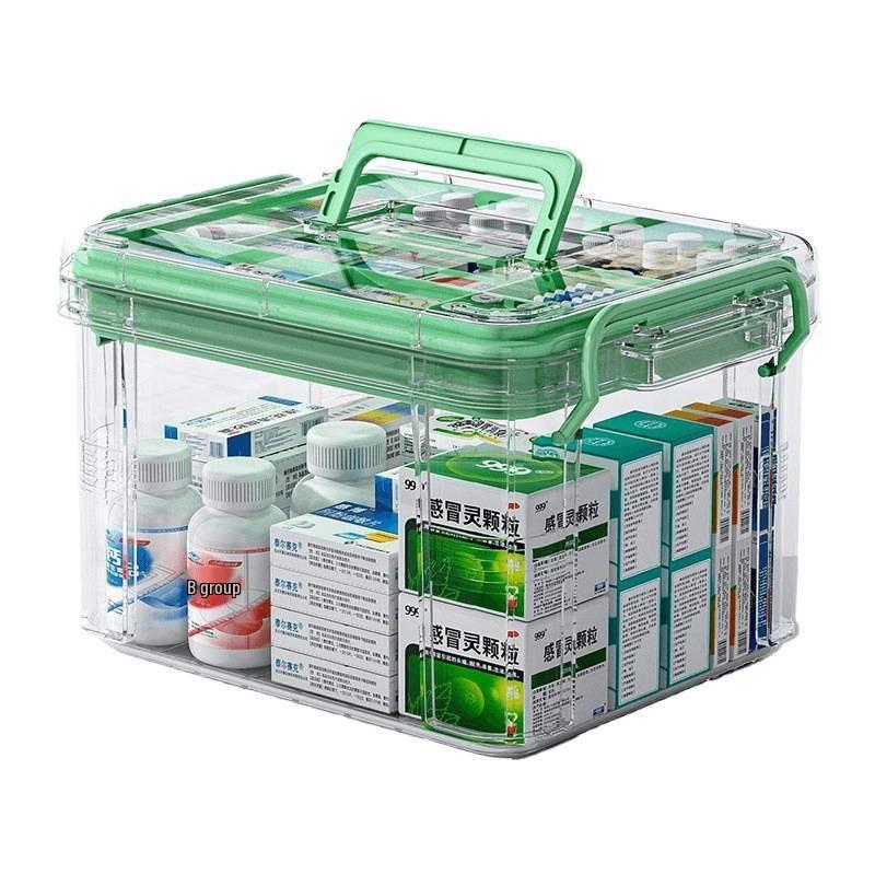 Family Pack Multi-layer Transparent Medicine Storage Box - Portable with Large Capacity