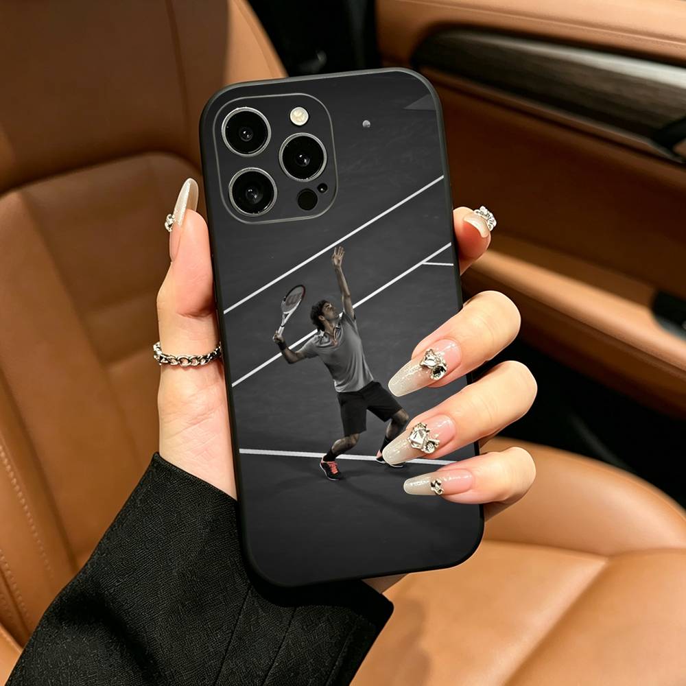 Roger Federer Tennis Legend Phone Case For iPhone 17,16,15,14,13,12,11 Pro Max,16/15/14Plus,XS Soft Black Cover
