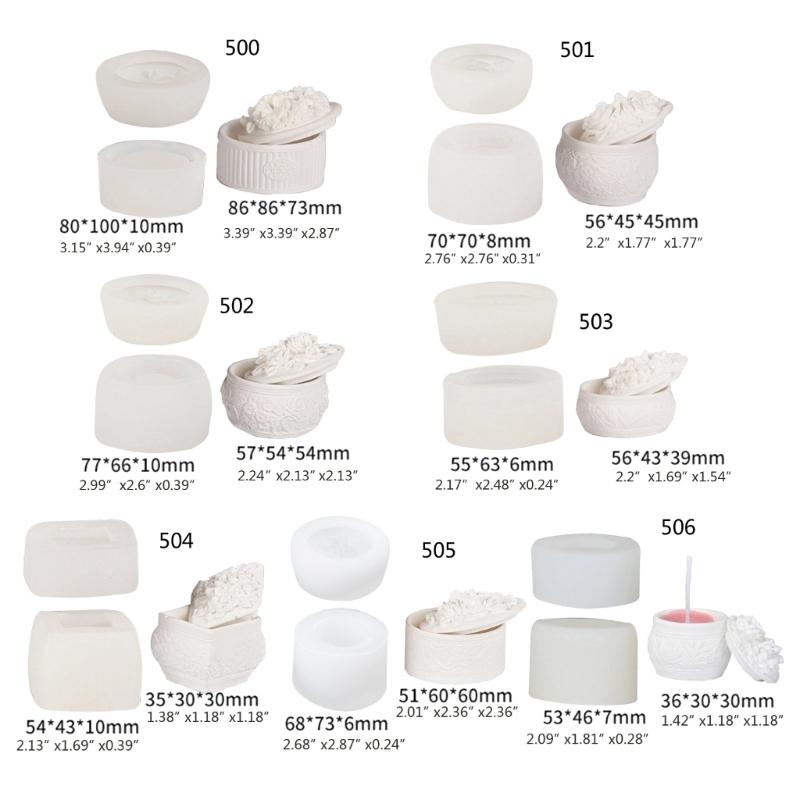 Rose Bottle Dripping Glues Mold Gypsum Ornaments Aromatherapys Candle Holder 3D Flowers Rose Storage Box Silicone Mold