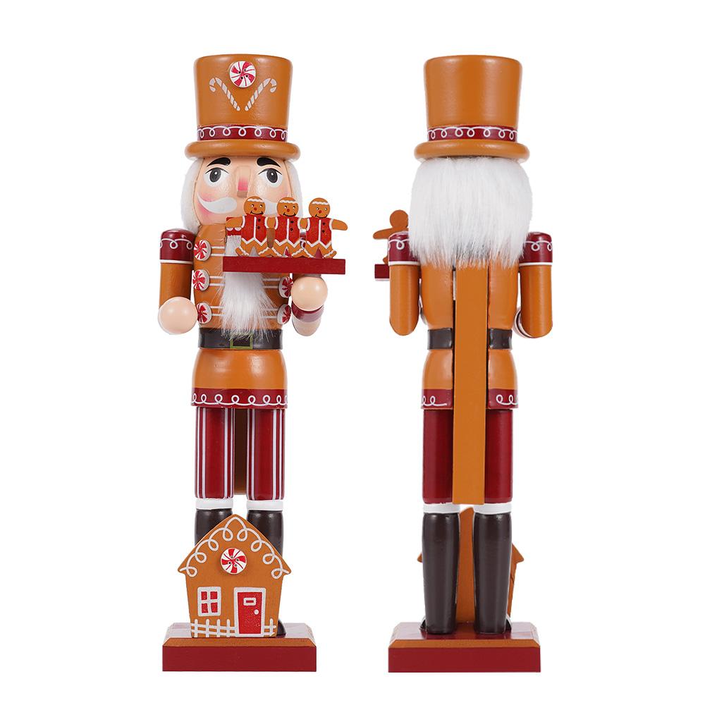 Christmas Nutcracker Chef Series Wooden Nutcracker Ornament Gingerbread Man Soldier Handcraft Doll Toy Home Desktop Decoration