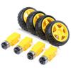 4 Sets TT Motor DC 3-6V Gearbox Motor Dual Shaft 200RPM Ratio 1:48 Motor with Tire Wheel Kit for Arduino DIY Smart Car Robot