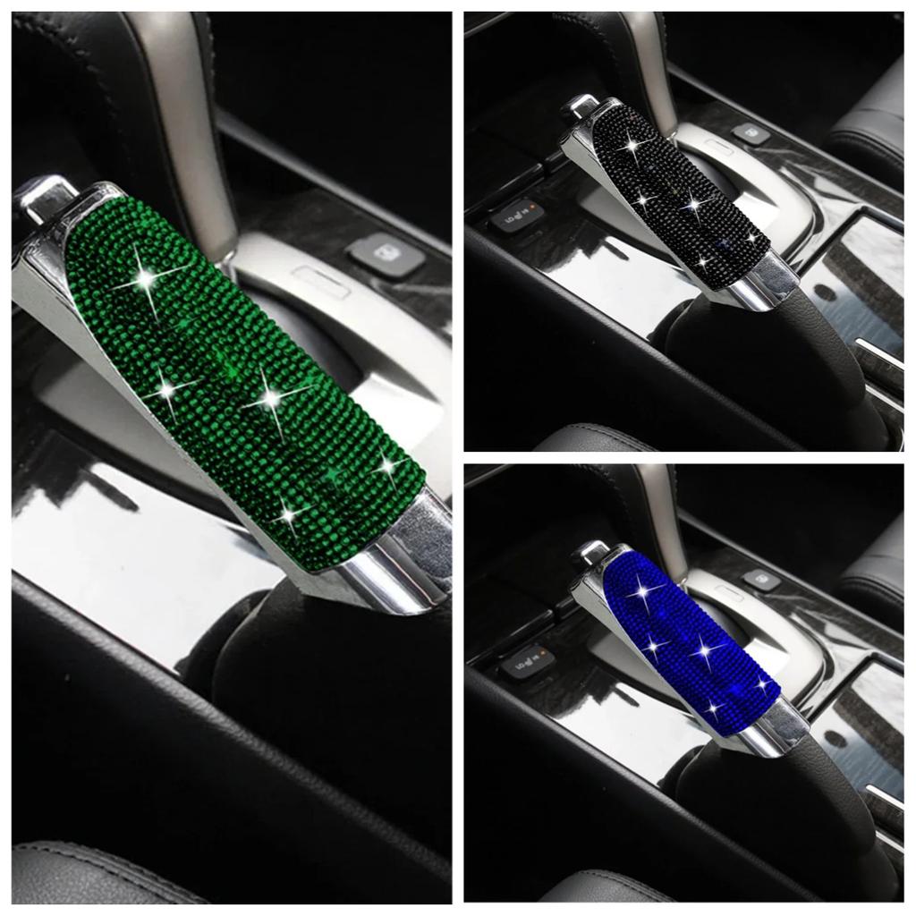 3PCS Rhinestone Car Handbrake Cover Leather Auto Anti-slip Protector Decoration Universal Diamond Car Accessories Interior