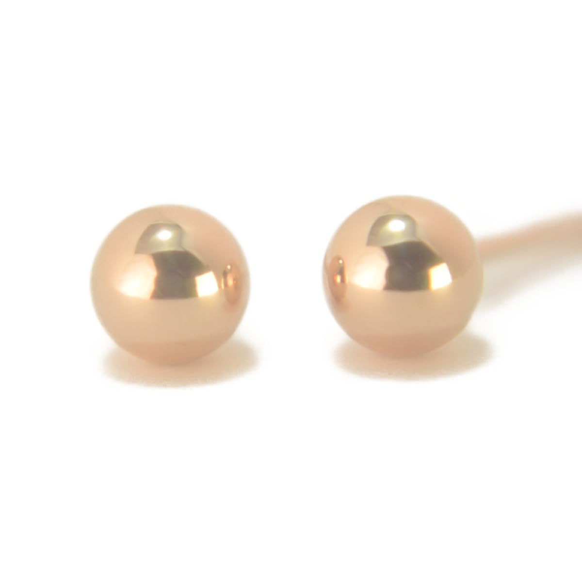 

K18PG pink gold round ball ball 1 pair for both made in nickel free [yokomountain] earrings, 4mm, earrings, K18, 18k, ears, Japan, (fitted catch)