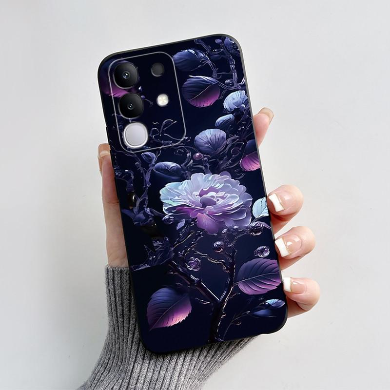 

For Vivo Y29 4G Casing 2025 Love Heart Printed Black Matte Soft Silicone Protective Phone Cover For Vivo T4X IQOO Z10X 5G Case Vivo Y29 4G