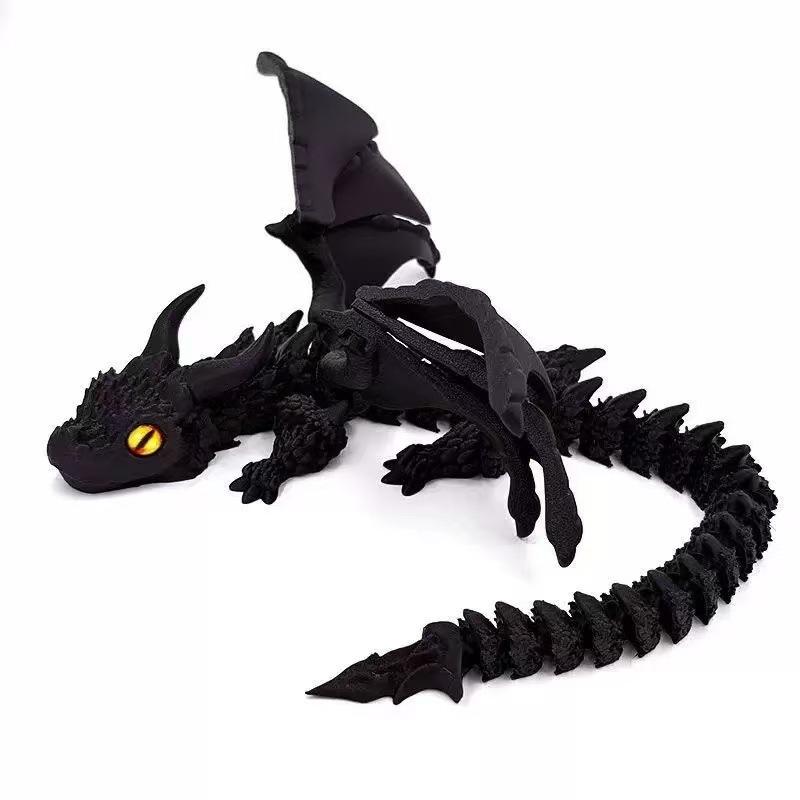 3d Printed Winged Carriage Dragon Figurine With Random Eyes Art Deco Resin Dragon Sculpture, Tabletop Animal Theme Deco 1pc 2025