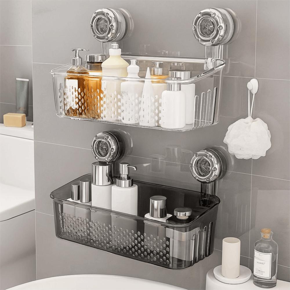 Plastic Draining Basket Large Capacity Cosmetic Storage Box Wall Mounted Storage Rack  Bathroom