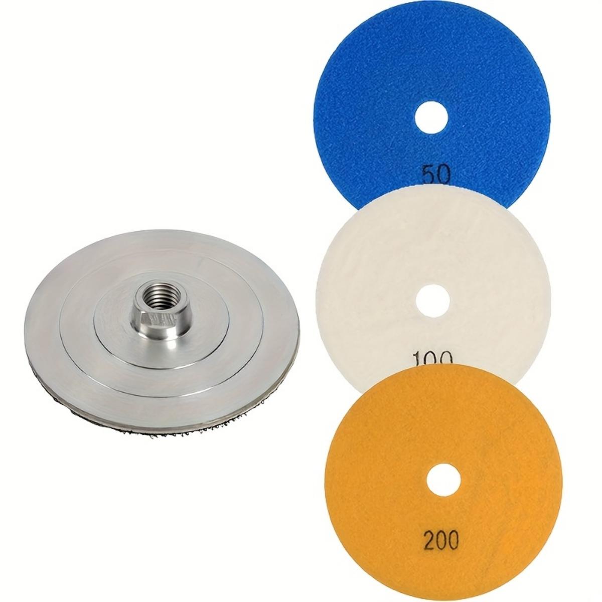

3 шт. 100 мм/4 дюйма Алмазные полировальные пады с алюминиевой подложкой M14 Набор полировальных падов для мокрой/сухой полировки для гранита, мрамора, бетона, камня