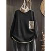Cotton Knitted Sweater Womens Relaxed Fit Large Version Meat Covering Autumn and Winter Literary and Everyday Pullover Top