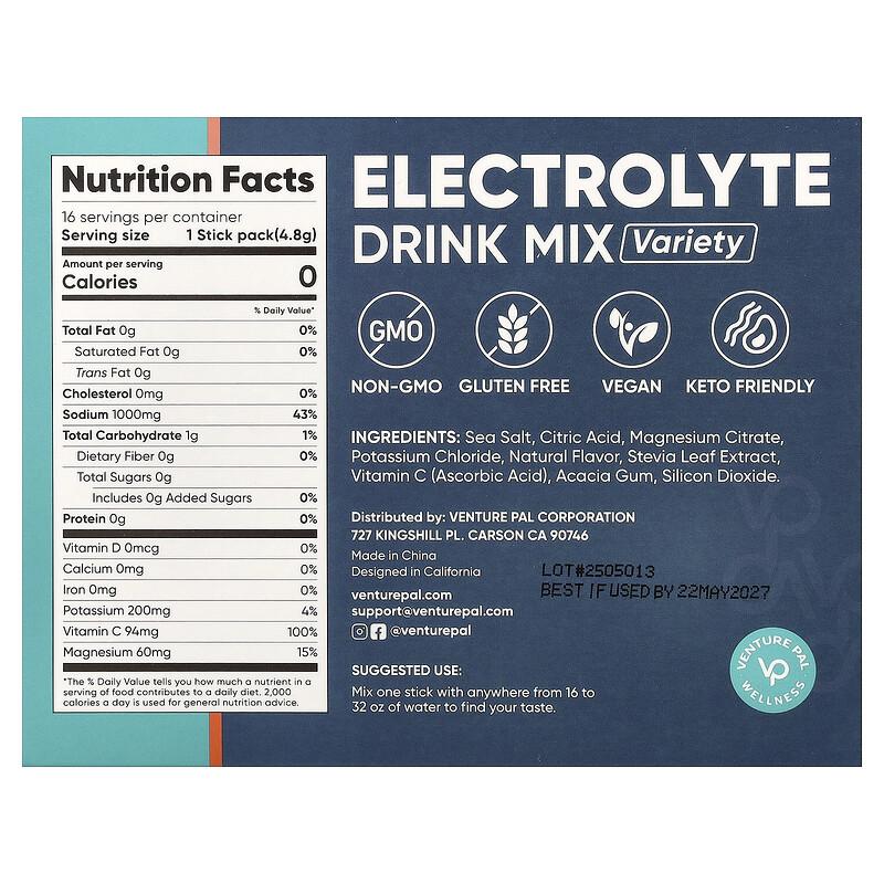 Electrolyte Drink Mix, Variety, 16 Stick Packs, 0.17 oz (4.8 g) Each