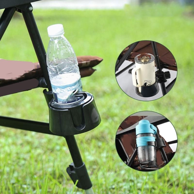 Fishing Chair Water Bottle Cage Universal Outdoor Chair Beverage Drink Holder Attachment 360 Degree Rotating Cup Support