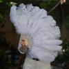 Evantai pliabil din pene de struț colorate de 45 cm pentru dansul din buric și spectacole pe scenă
