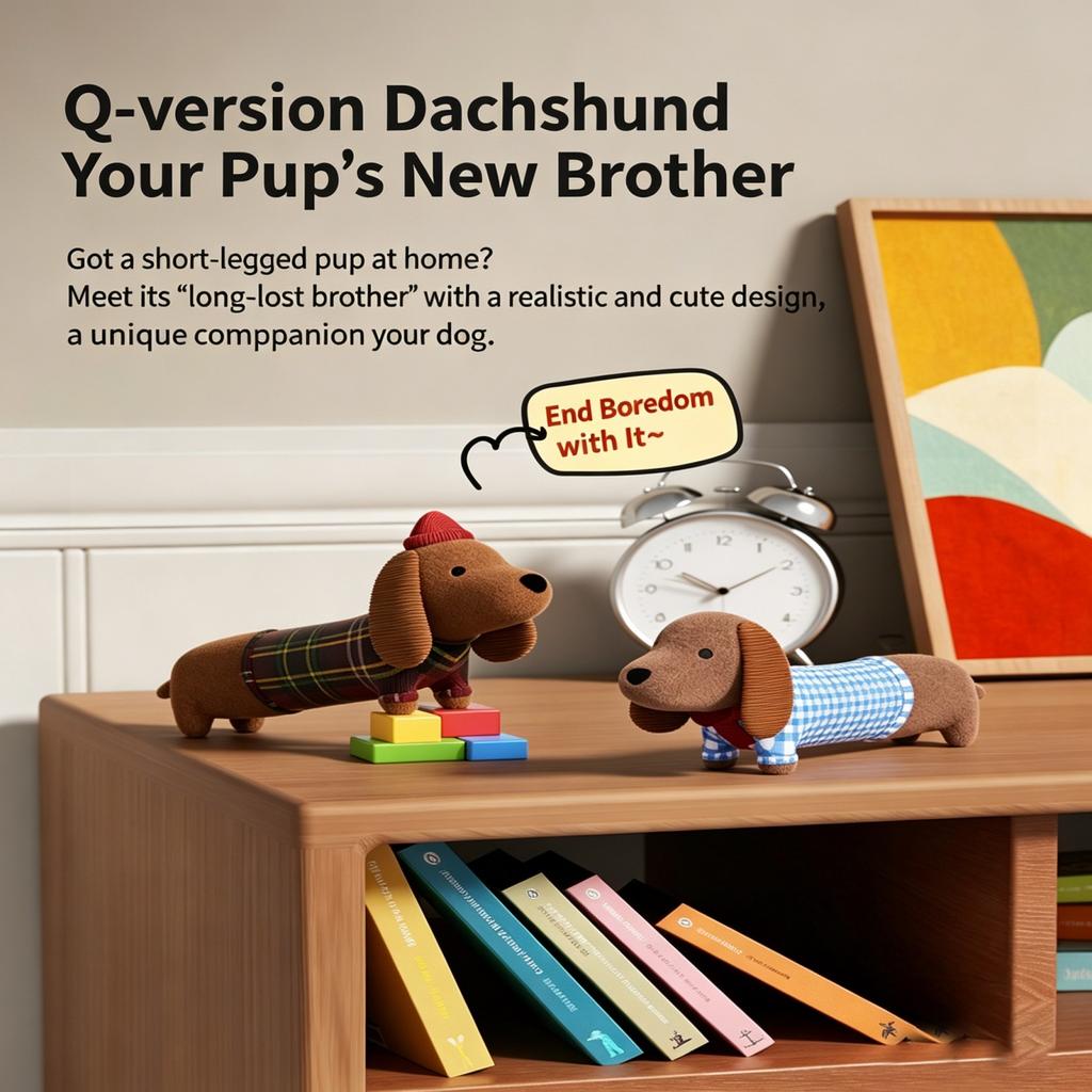 Peluche Cane Bassotto con Squeaker Resistente al Morso Morbido Peluche per Animali Domestici e Bambini Gioco Indoor e Comfort
