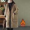 Plus Size Argyle Hooded Winter Coat: Mid-Length, Casual, Cotton-Padded for Women