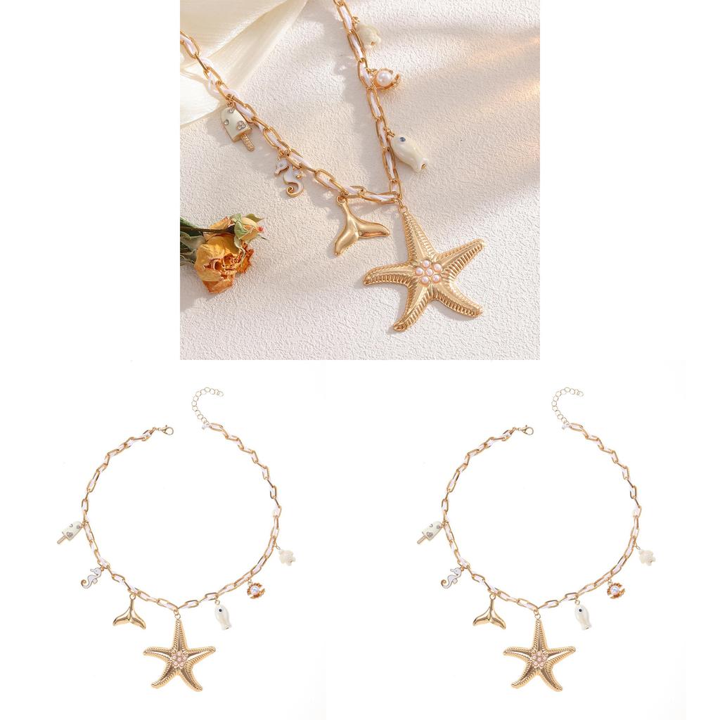 Starfish Necklace For Women Summer Beach Jewelry Zinc Alloy Geometric Design