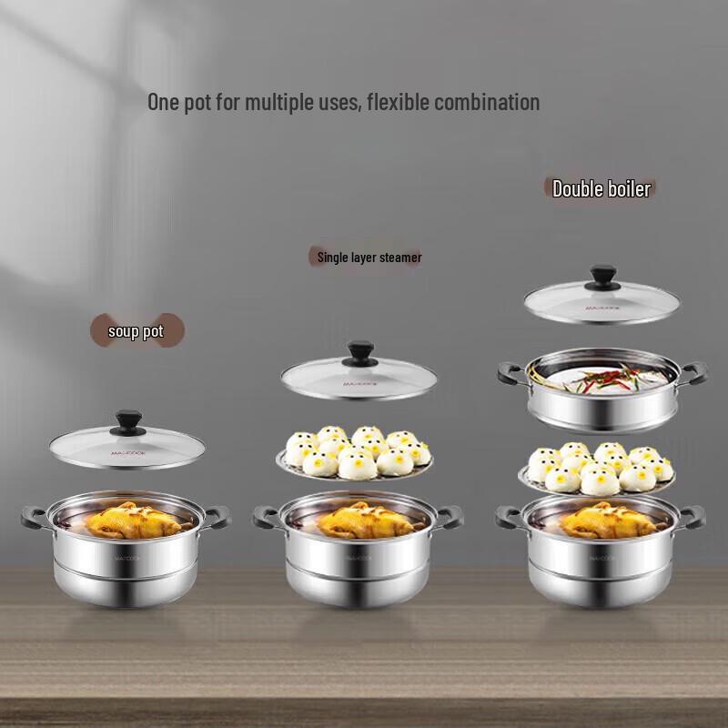 Meichu 34cm 2-Lagen 304 Edelstahl Dampfgarer