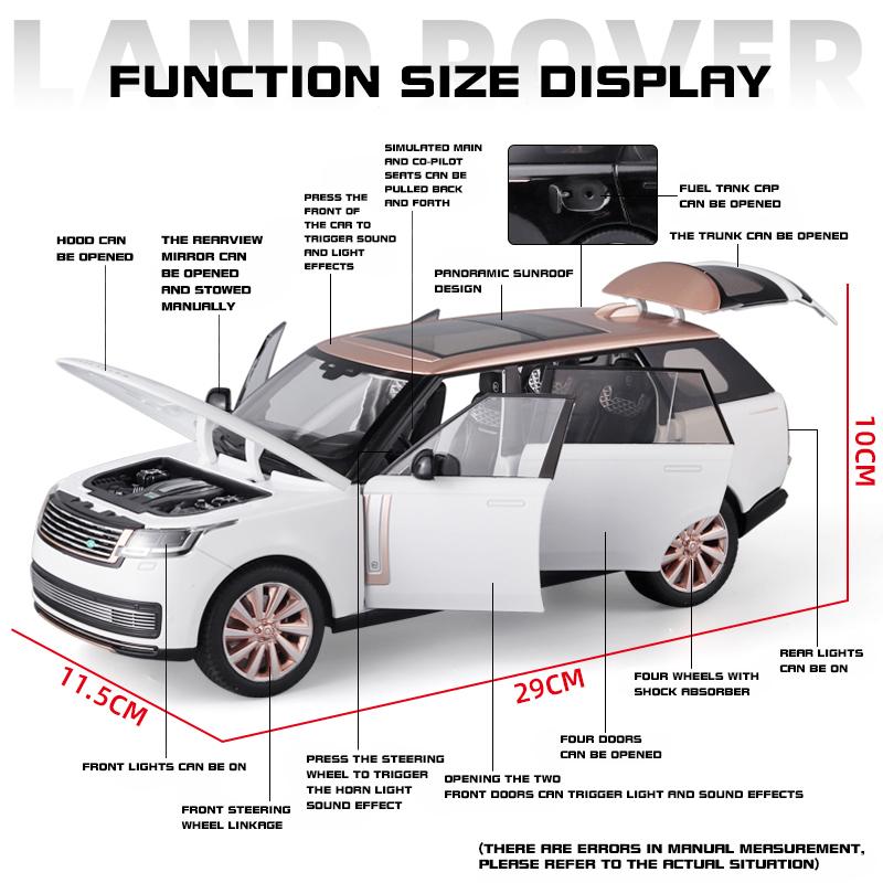 1/18 Scale Land Rover Range Rover SV2022 Alloy Diecast Model Car Metal Large Home Trendy Decoration Holiday Gifts with Boyfriend Kids